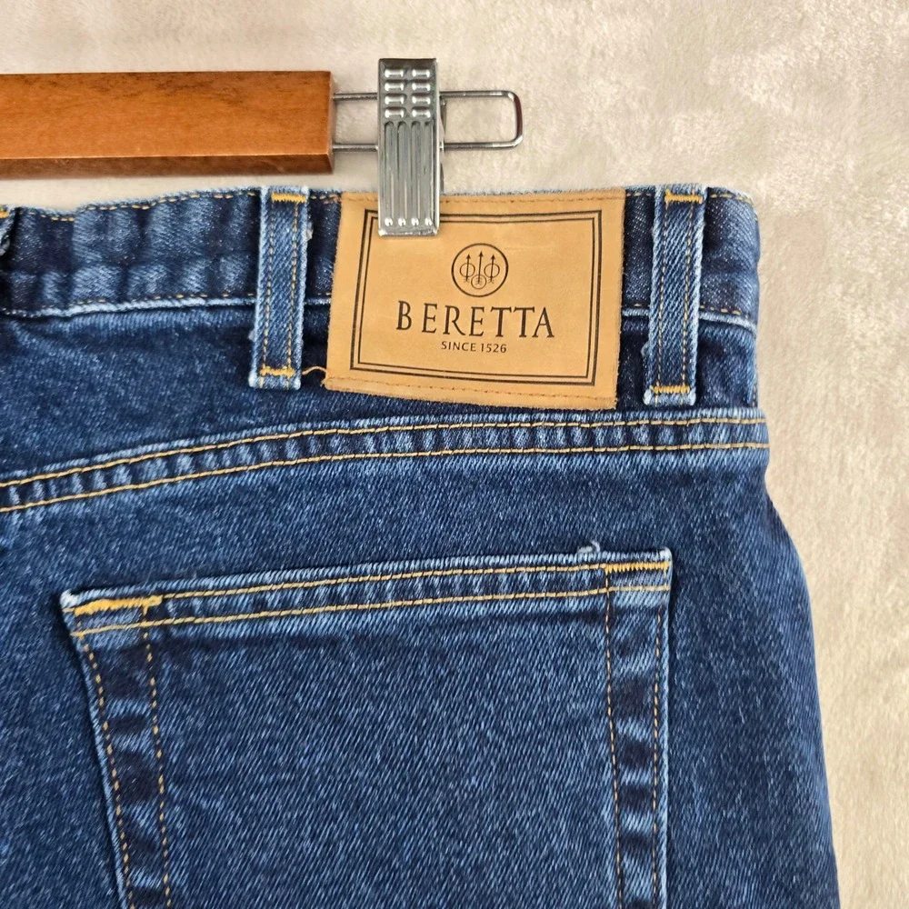 Beretta Jeans Mens 34x30 Blue Denim Made in USA Straight Leg Rugged Outdoor